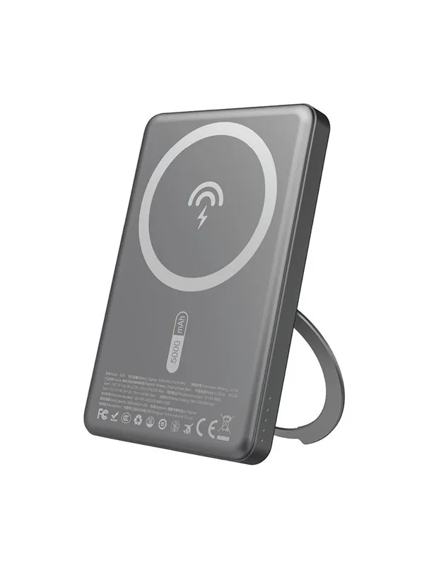 Dudao K28S 20W PD 5000mAh Powerbank with MagSafe and Stand - Gray Nødlader - Grey - 5000 mAh
