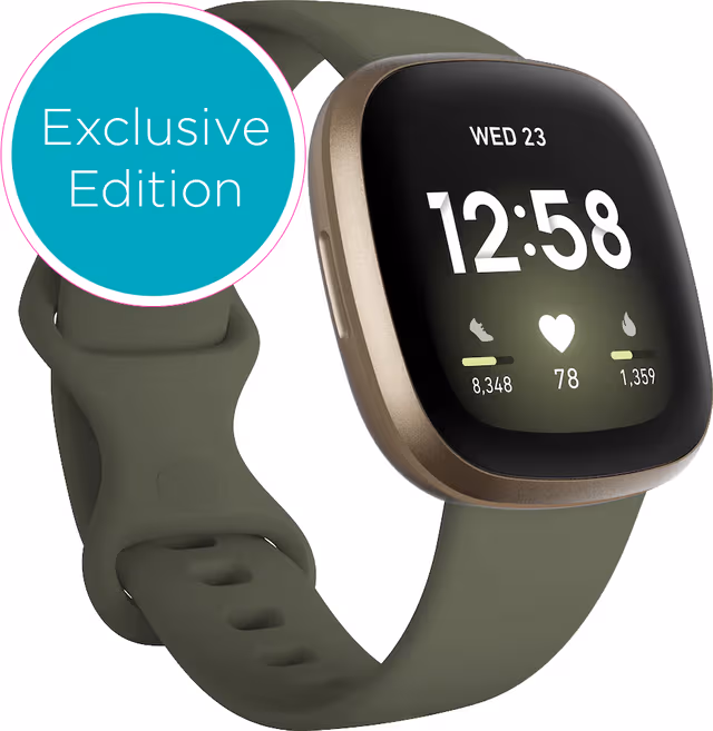 Fitbit Versa 3 smartklokke (soft gold/olive)