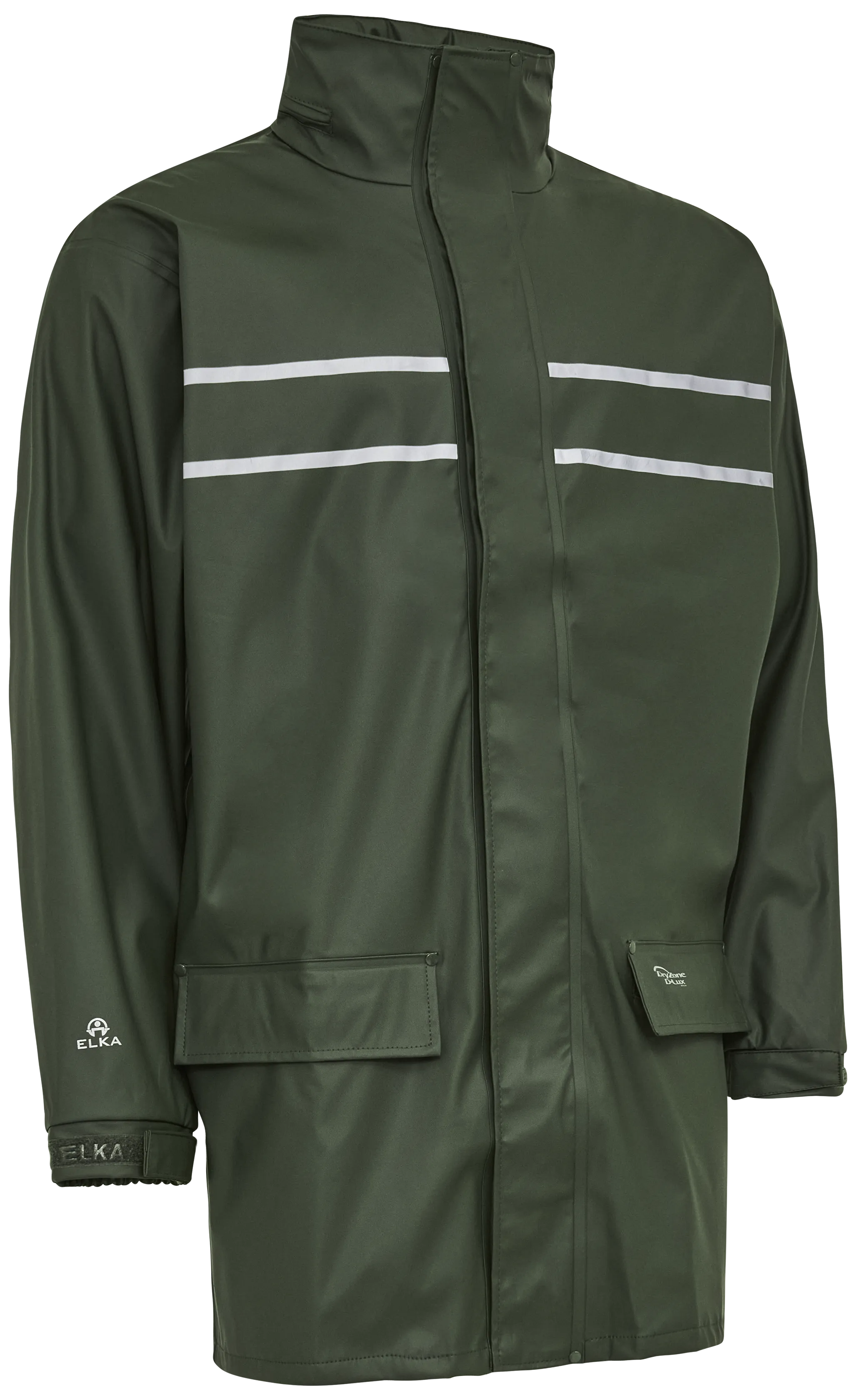 Regnjakke m/refleksstriper PU 026301 oliven Str. 5XL