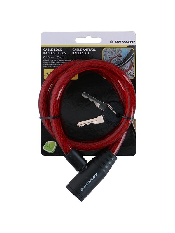 Dunlop - Spiral key bicycle lock 65 cm - red