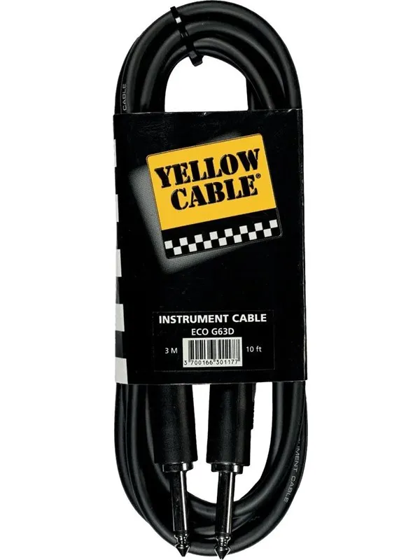 Yellow Cable G63D - 1/4" støpt Jack/Jack-kabel 3 meter