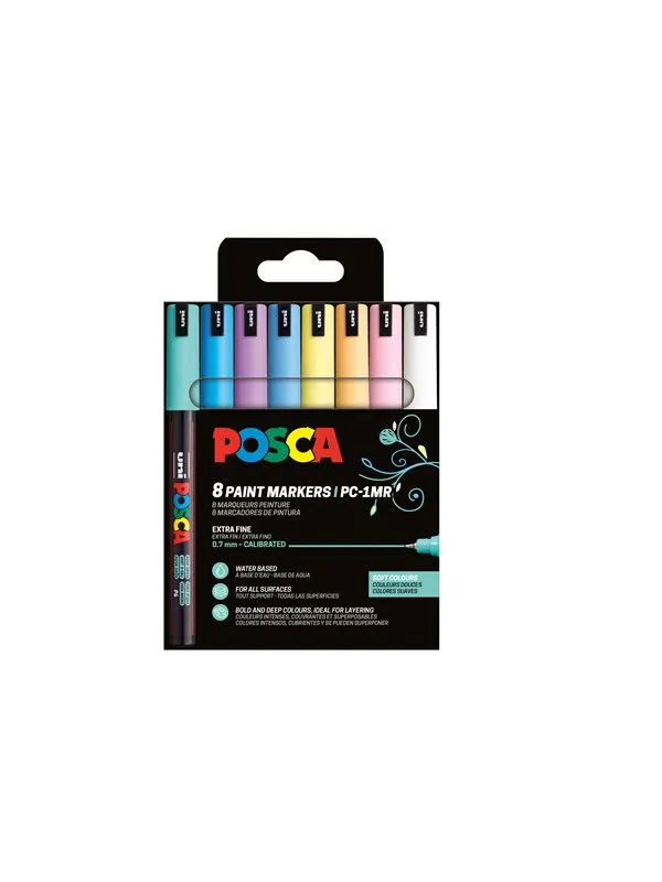 POSCA Marker sæt Soft Colors PC-1MR 8 ass.