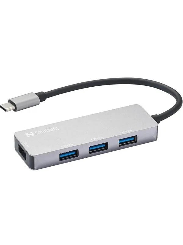 Sandberg 4-Port USB-C Hub USB-hub - 4 porter - Grå