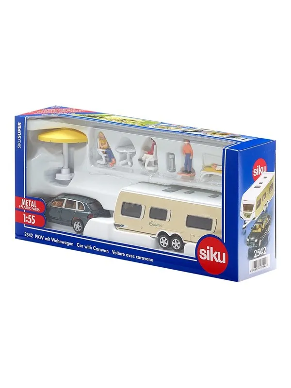 SIKU 1:55 Bil m/Campingvogn