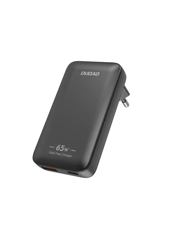 Dudao A65Q 65W GaN Travel Wall Charger USB-A / USB-C PD Ultra-Thin EU / US - Black