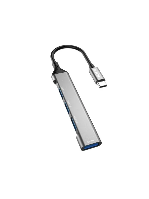 Dudao HUB 4in1 USB-C - 4x USB-A (3 x USB2.0 / USB3.0) 6.3cm black (A16T) USB-hub - USB 2.0 - 4 porter - Svart