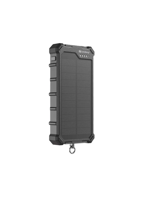 Sandberg Solar Powerbank CampLED 10000 Nødlader - Svart - 10000 mAh