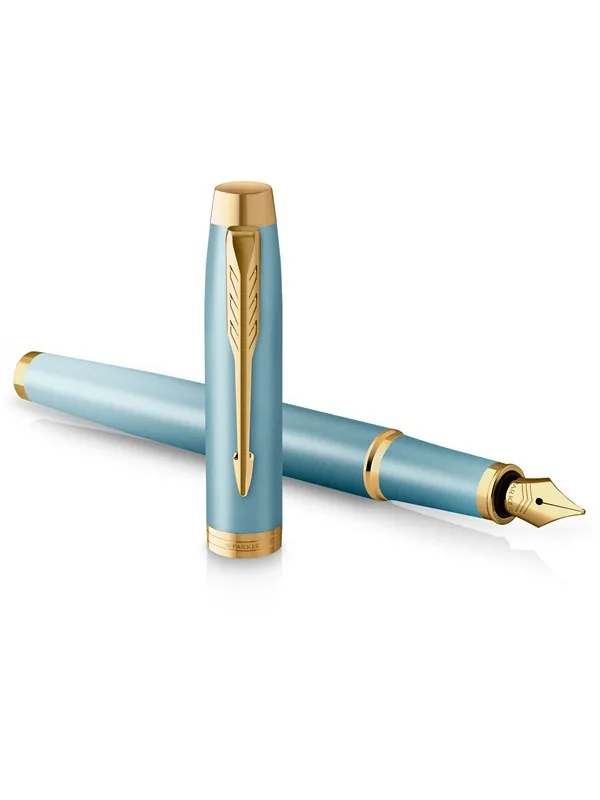 Parker IM Writing Rituals Fountain Pen | Turquoise Green Finish with Gradient | Gold Trims | Medium Nib | Blue Ink | Gift Box