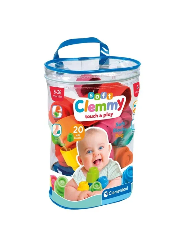 Clementoni Baby Soft Clemmy Blocks with Storage Bag 20pcs.