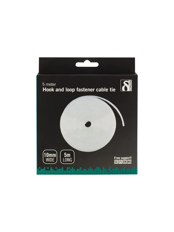 Deltaco Cable Ties 10mm 5m White