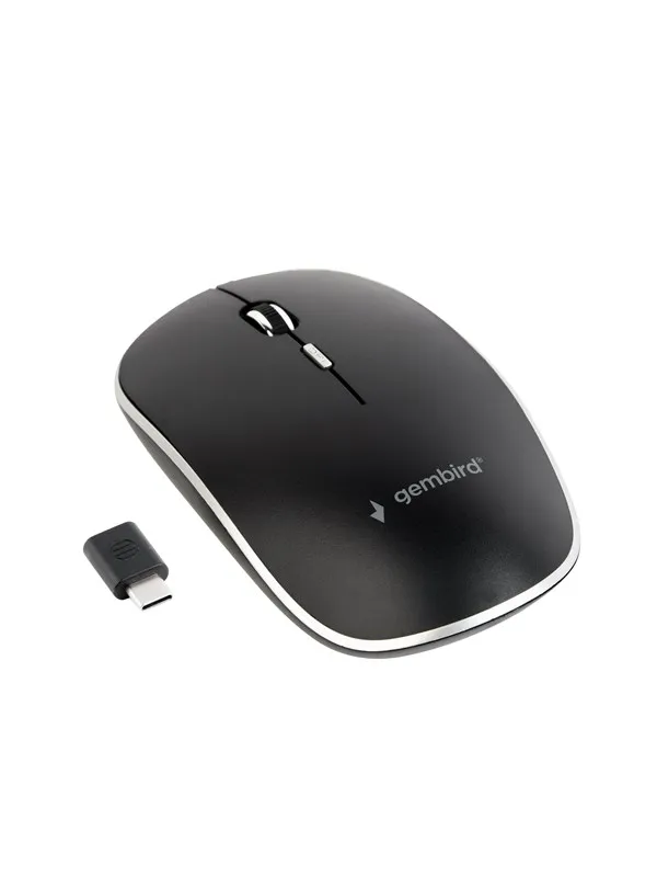 Gembird Silent wireless optical mouse - USB-C receivcer - Mus - Optisk - 4 - Svart