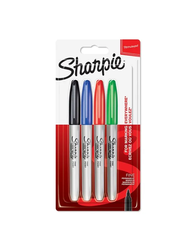 Sharpie Permanent Markers | Fine Point | Assorted Standard Colours | 4 Count