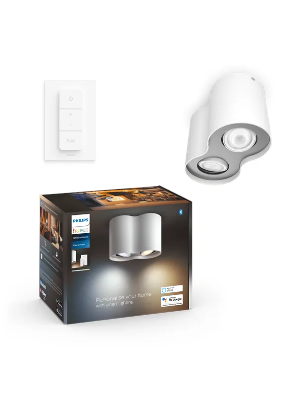 Philips Hue Pillar Double Spotlight - Hvit - Med Dimmebryter