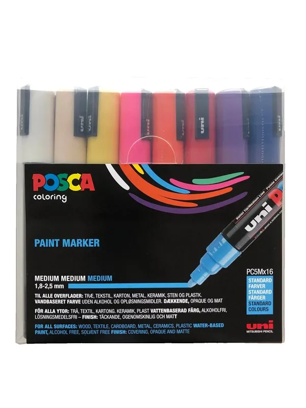 POSCA PC-1M - 16 colours - 1.8-2.5 mm tip - Waterbased ink