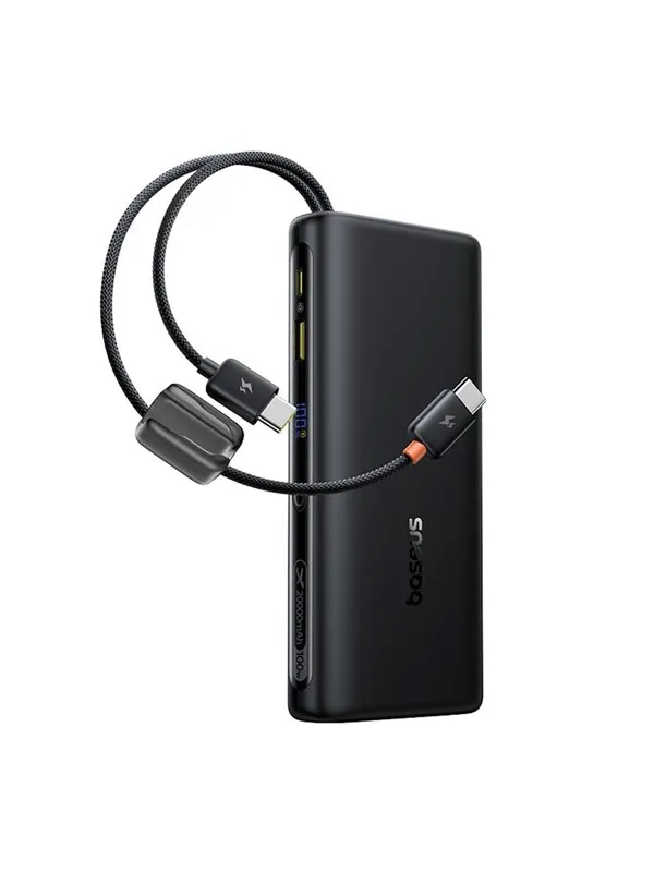 Baseus EnerFill FC41 20000mAh 100W Power Bank with Digital Display and Built-in Dual USB-C Cable - Black Nødlader - Svart - 20000 mAh