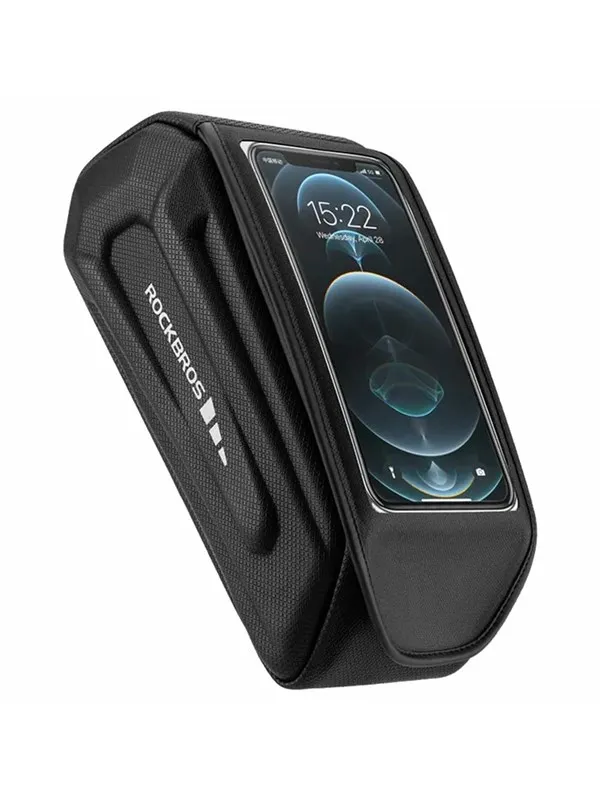 Rockbros 30120064001 waterproof frame bicycle bag with phone cover - black