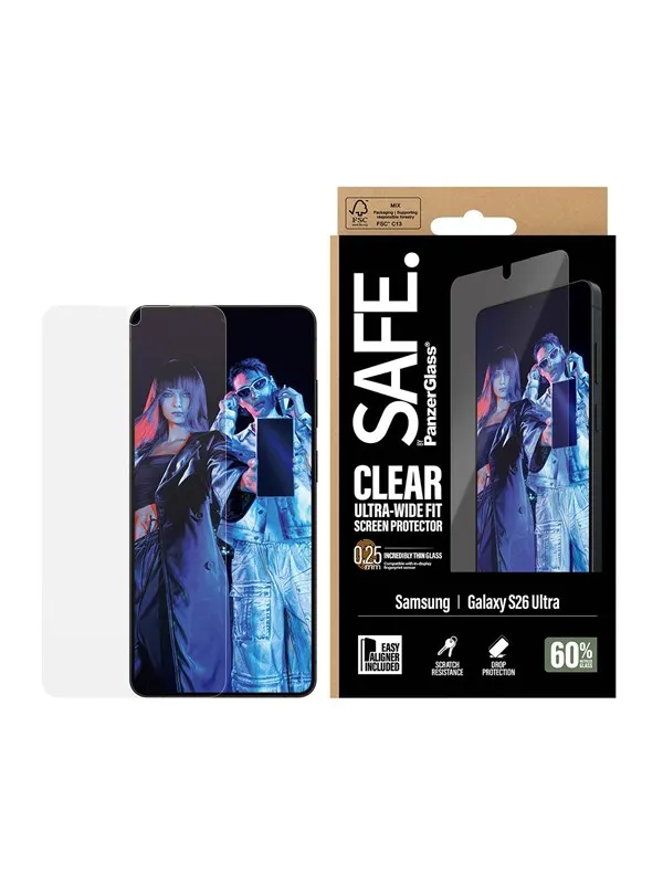SAFE by PanzerGlass Screen Protector Samsung Galaxy S26 Ultra | Ultra-Wide Fit w. EasyAligner