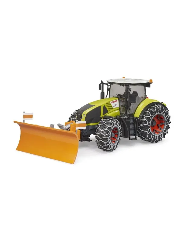 Bruder Claas Axion 950 with snow chains and plow blade