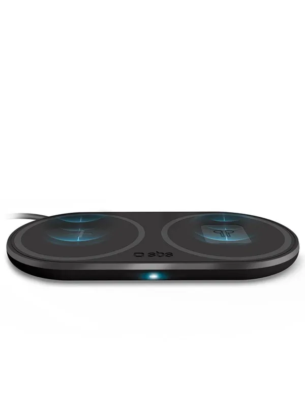 SBS Dual Wireless 10W+10W Qi Charger Pad - Black