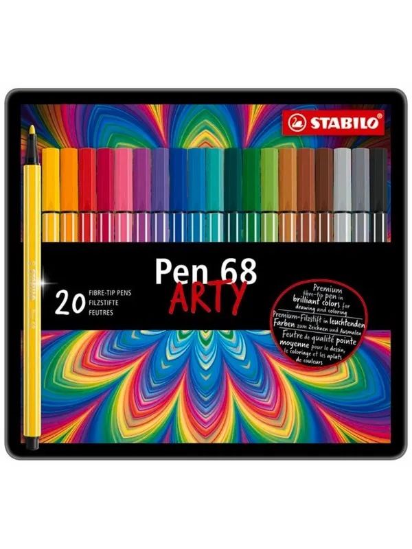 STABILO  Pen 68 Arty metal tin of 20 colors