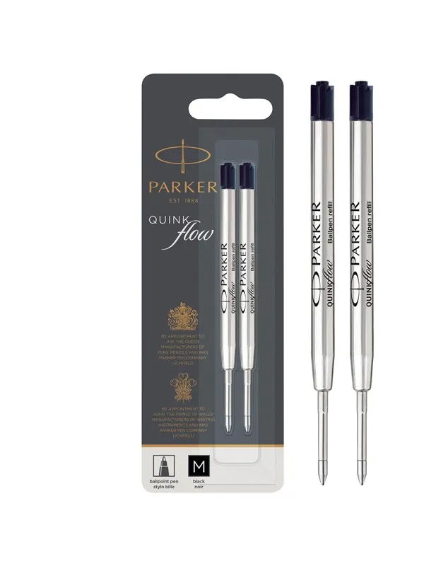 Parker Ballpoint Pen Refills |  Medium Point | Black QUINKflow Ink | 2 Count