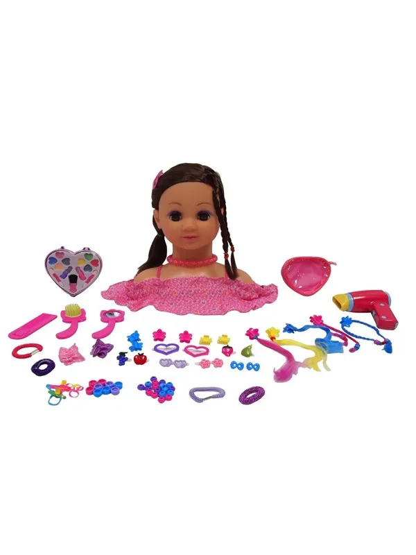 Happy Friend Make Up & Hairstyling Head Brown Hair B/O
