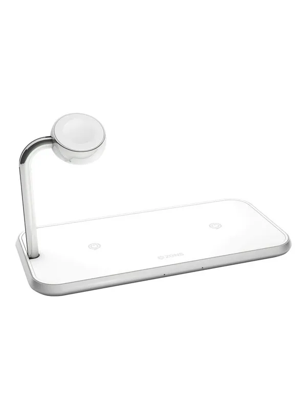 ZENS Dual+Watch Aluminium Wireless Charger White
