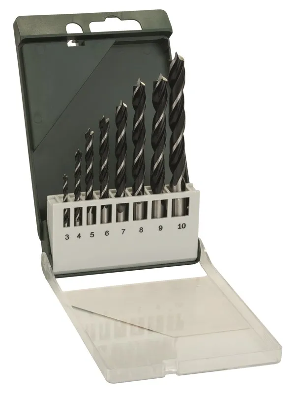 Bosch 8-delers trespiralbor-sett 3,0; 4,0; 5,0; 6,0; 7,0; 8,0; 9,0; 10,0 mm