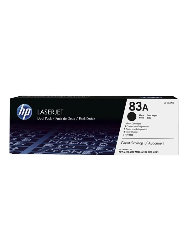 HP 83AD / CF283AD 2-Pack Black Toner - Laser toner Svart