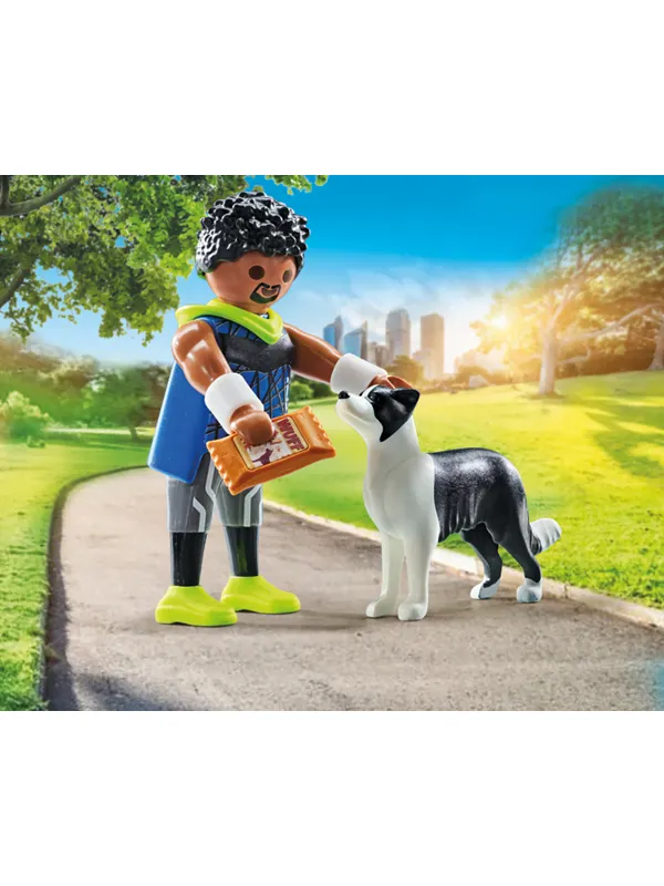 Playmobil Jogger med border collie