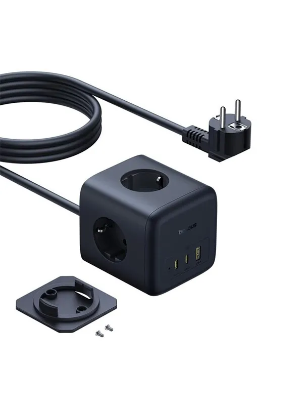 Baseus EnerFill FA11 67W Power Strip USB-A + USB-C Cube + 3 x EU Socket 1.5m - Black