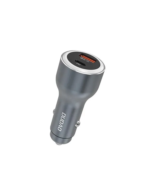 Dudao R4Ultra 120W Power Delivery Quick Charge LED USB-A USB-C Car Charger - Grey