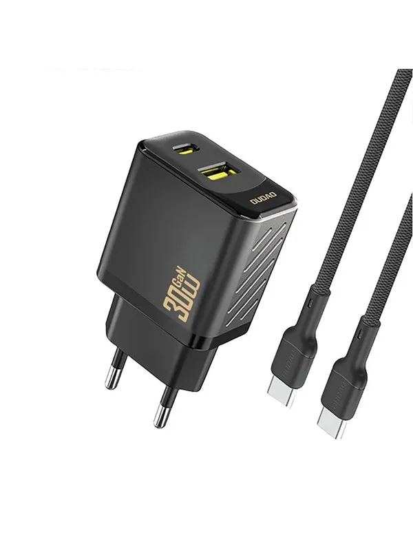 Dudao  A27TCEU PD 30W GaN USB-A USB-C wall charger with USB-C cable - black