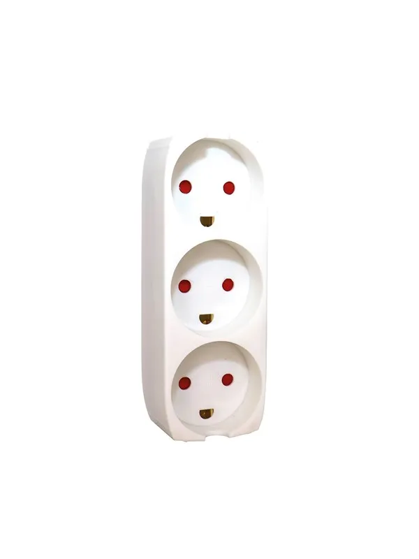 Gripo Socket with 3 outlets and earth White