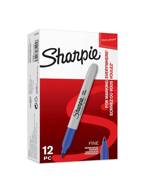 Sharpie Permanent Markers | Fine Point | Blue | 12 Count