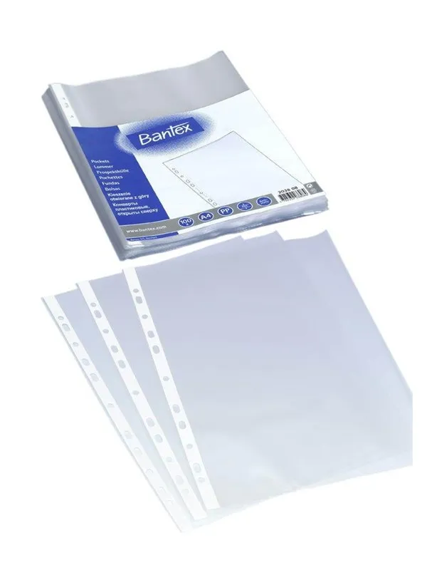 Bantex Plastlomme  A4 0.04mm præget 100stk/pak