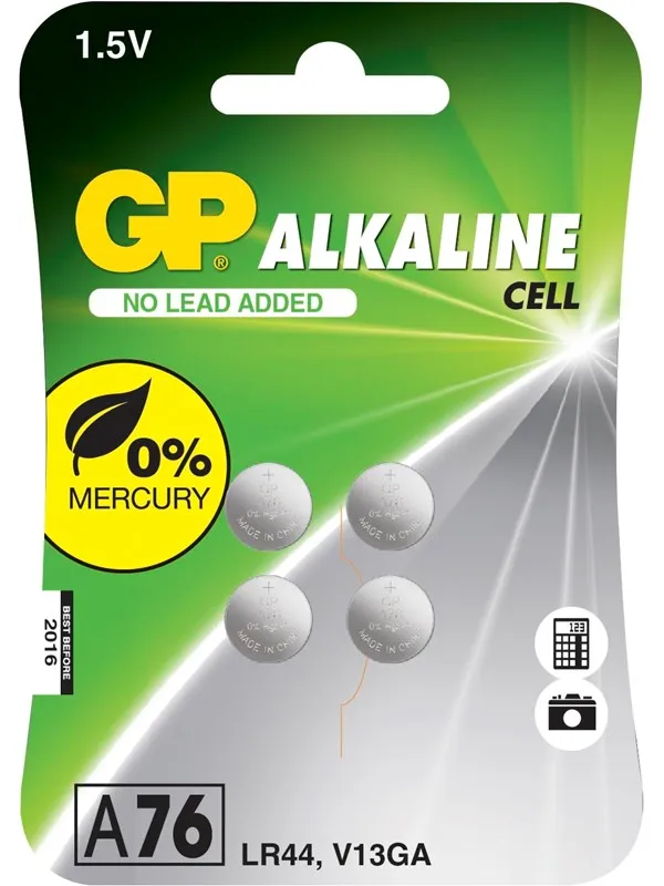 GP Batteries Alkaline Cell A76/LR44 1.5V 4-pack