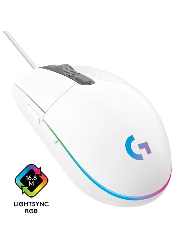 Logitech G203 LIGHTSYNC - White - Gaming mus - Optisk - 6 - Hvit med RGB lys