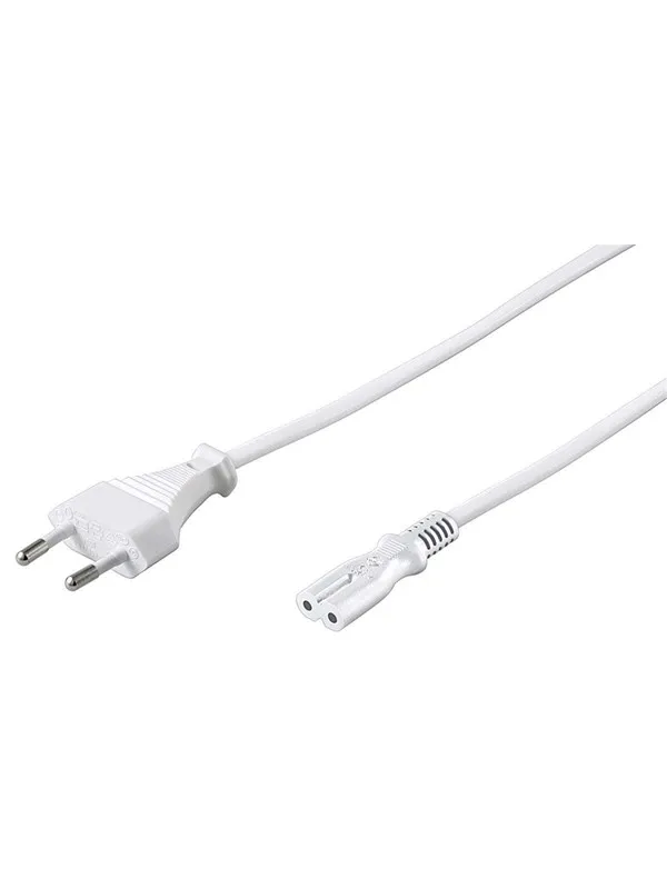 Pro Strømkabel C7 (2 pins) - Hvit - 3m - Rett