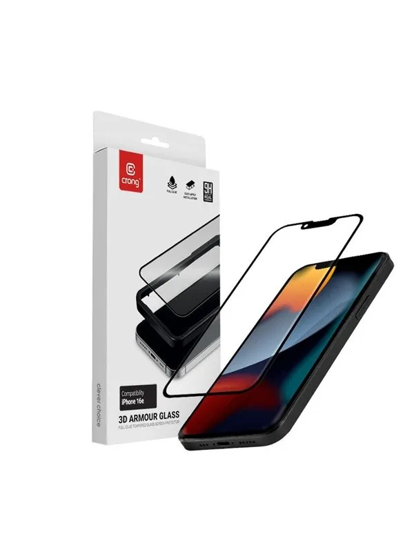 CRONG 3D Armor Glass - Tempered Glass iPhone 17e / 16e / 14 / 13 / 13 Pro + Installation Frame