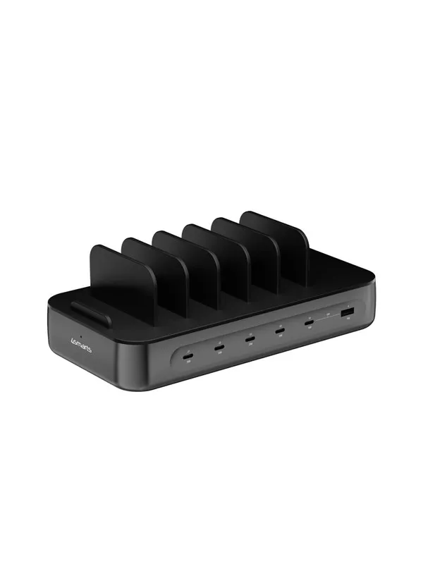 4smarts Charging station Team 100W 1x USB-A port 5x USB-C ports includes 6 cables black
