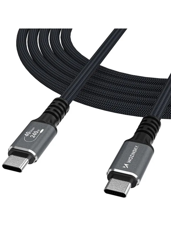 Wozinsky WPS-UY41S USB-C USB4 Cable 40Gb/s 240W 1m 4K - Black