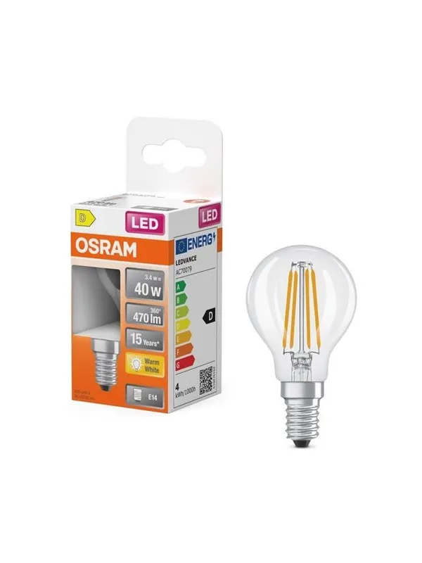 Osram LED-lyspære Mini-ball 3,4W/827 (40W) Clear E14