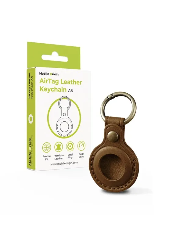 Mobile Origin AirTag Leather Keychain A6 midnight brown