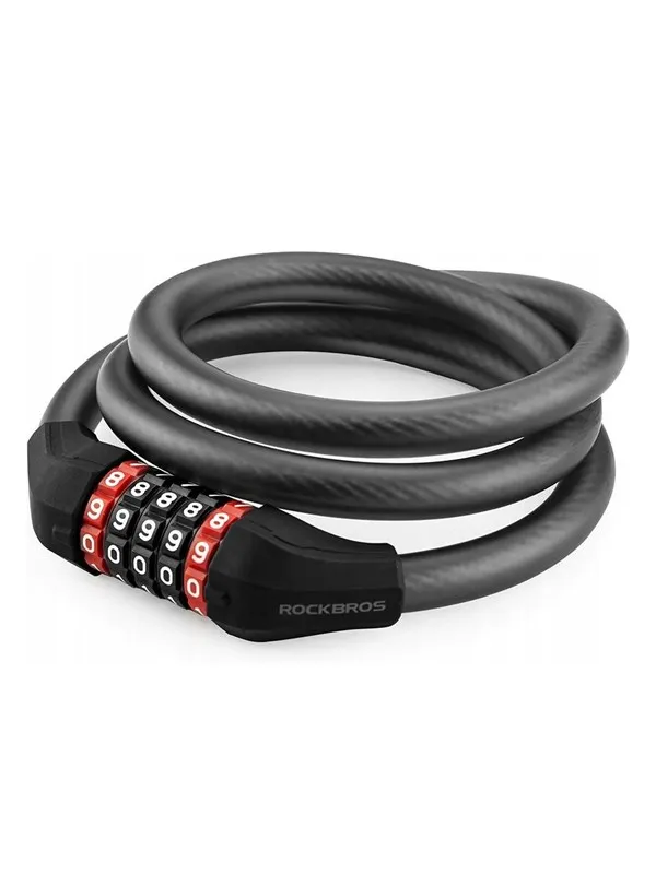 Rockbros RKS507-1BK bicycle lock with combination 1.8 m - black