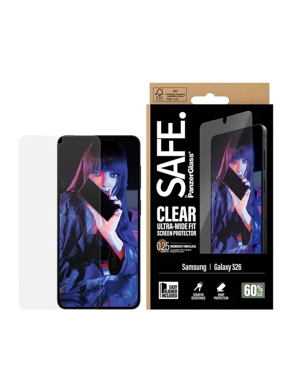 SAFE by PanzerGlass Screen Protector Samsung Galaxy S26 | Ultra-Wide Fit w. EasyAligner