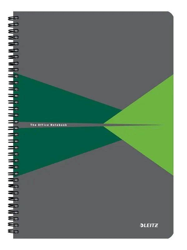 Leitz Office Notebook A4 squared wirebound with PP cover green
