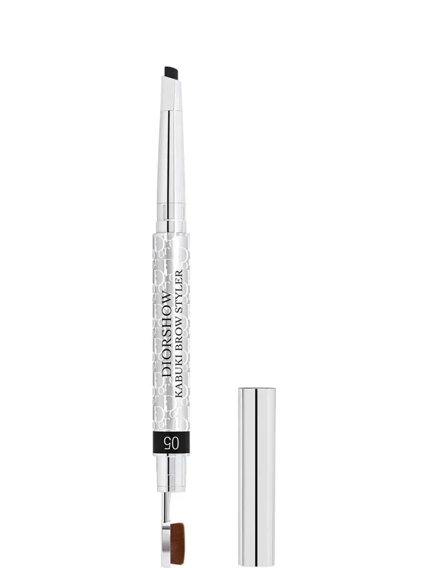 Christian Dior Diorshow Kabuki, Double-Ended, Eyebrow Cream Pencil & Brush 2-In-1, 05, Black, 0.09 g