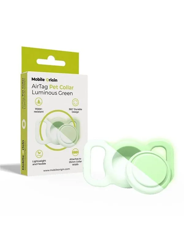 Mobile Origin AirTag Pet Collar - luminous green