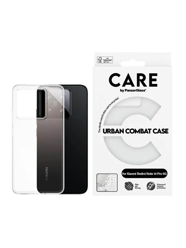 CARE by PanzerGlass Flagship Case Transparent Urban Combat w. Clear Frame Xiaomi Redmi Note 14 Pro | 14 Pro+ 5G